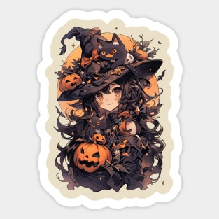 Anime witch Halloween Sticker